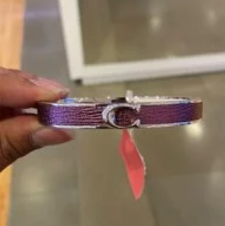[S] COACH F76634 SIGNATURE PUSH HINGED BANGLE,SILVER/PLUM, 889295356401 (SCO57)