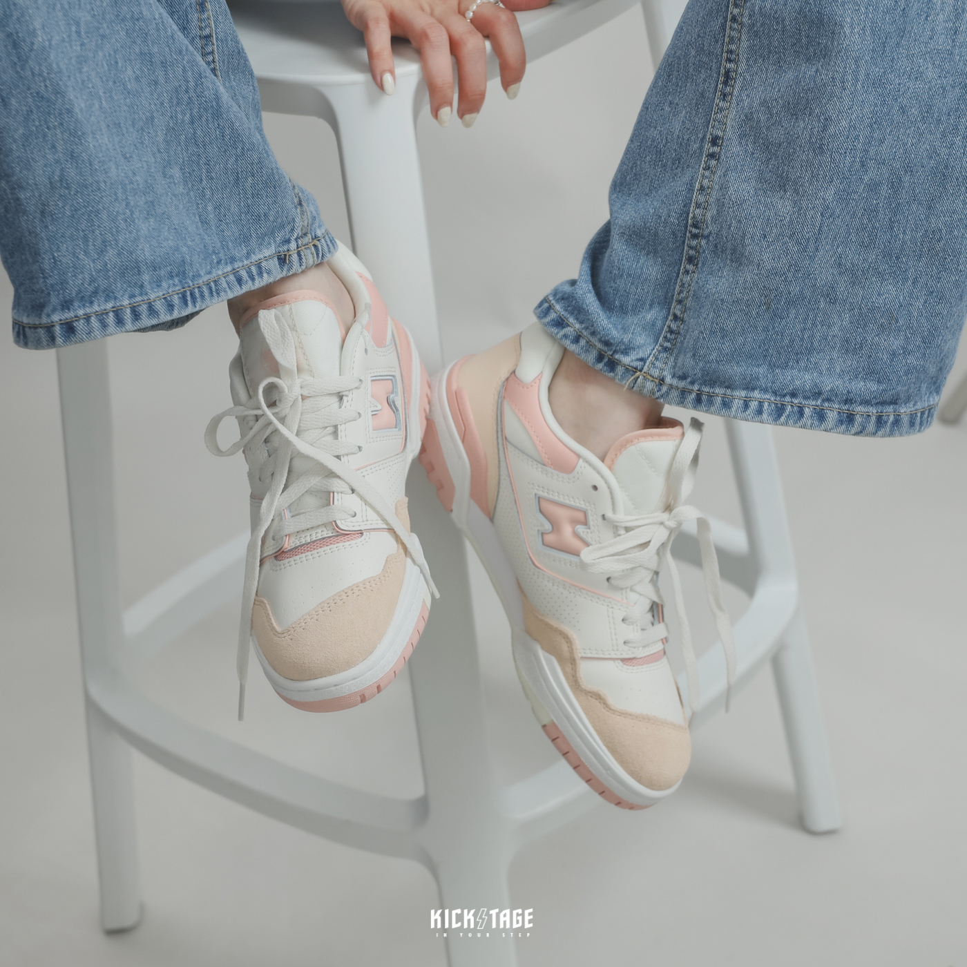 女鞋NEW BALANCE 550 White Pink 白粉麂皮拼接復古休閒鞋