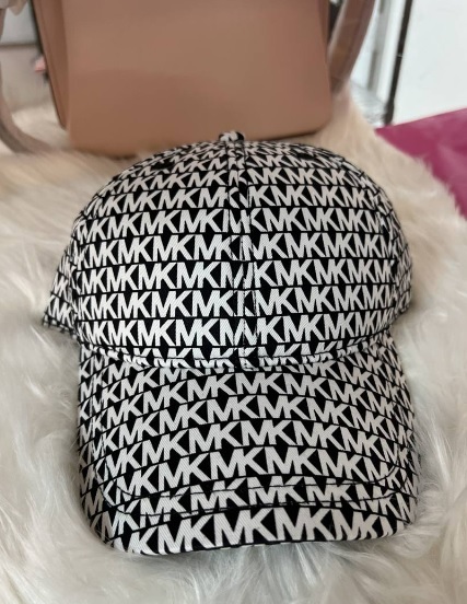 [S] MICHAEL KORS MONOGRAM BALL CAP,BLACK/WHITE, 194900523865 (SMK86)