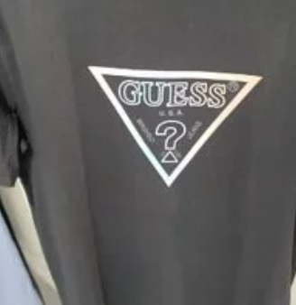 [S] GUESS GRADIENT BEADS TRIANGLE SHORT SLEEVE T-SHIRT,BLACK, NM2K9408-BLK (SGU49)