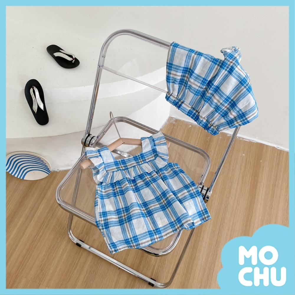 棉麻格子背心+短褲套裝(兩色)