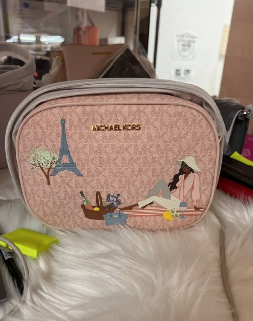 [S] MICHAEL KORS JET SET GIRLS OVAL CROSSBODY,DK PWBLUSH ML, 196163092577 (SMK105)