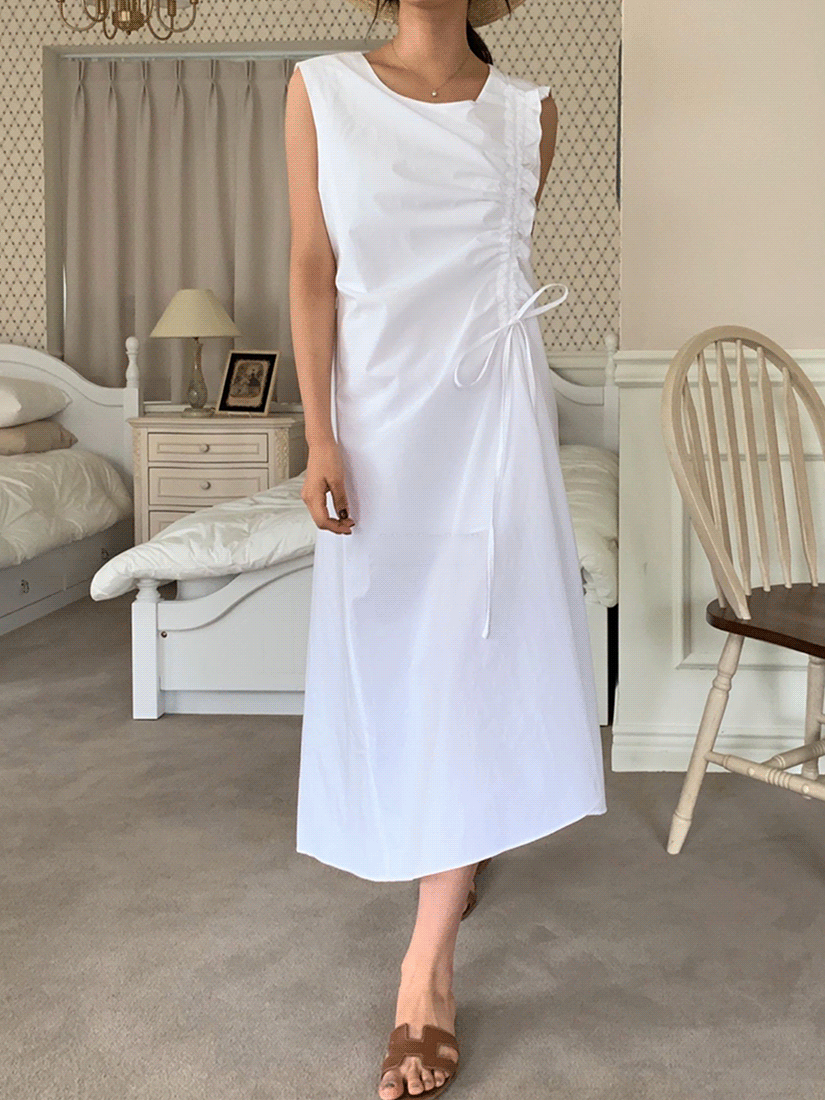 [現貨]拉繩綁帶無袖洋裝 [ 2色 / Free ]