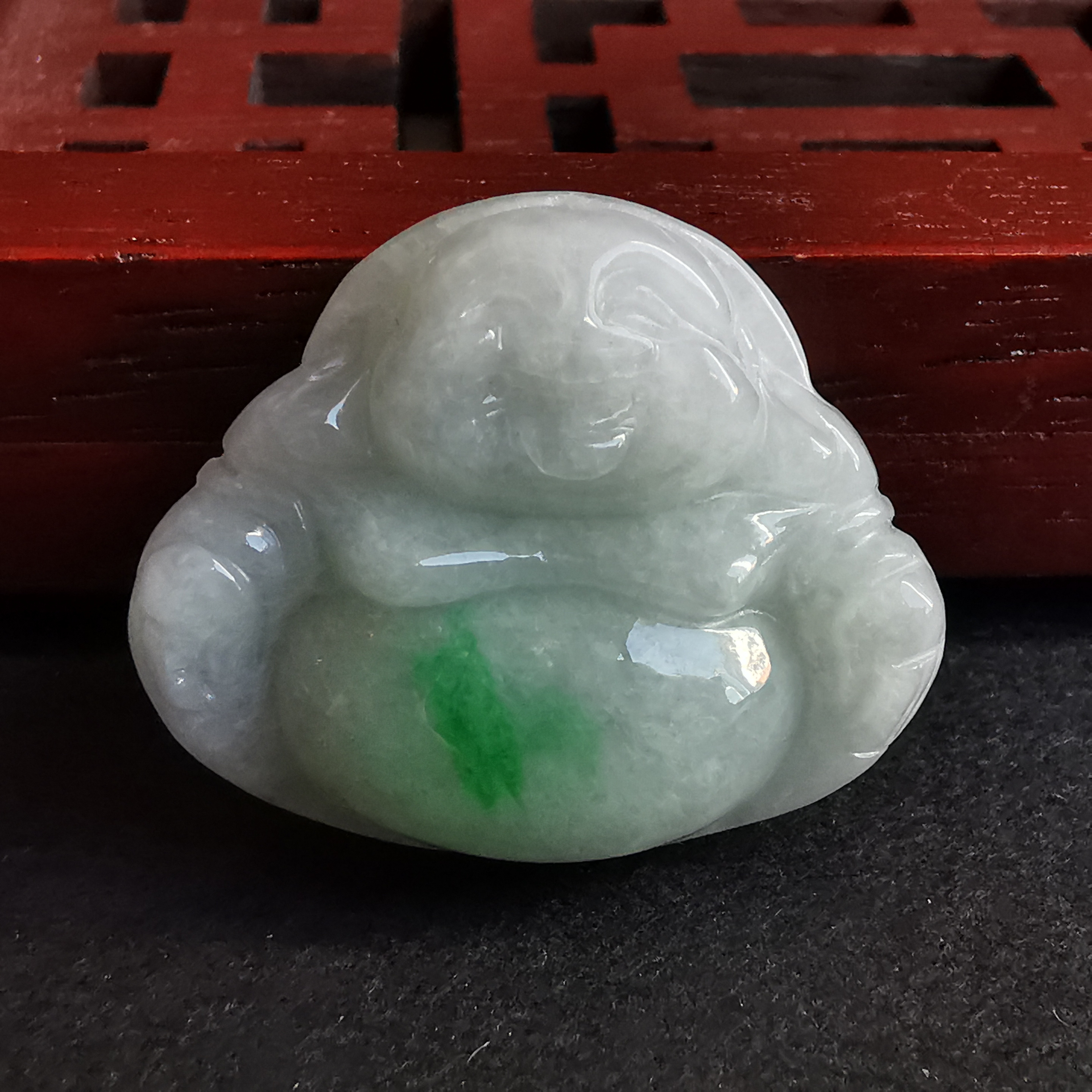 冰糯飄陽綠笑佛, 天然翡翠A玉, 緬甸玉, Jade, Jadeite