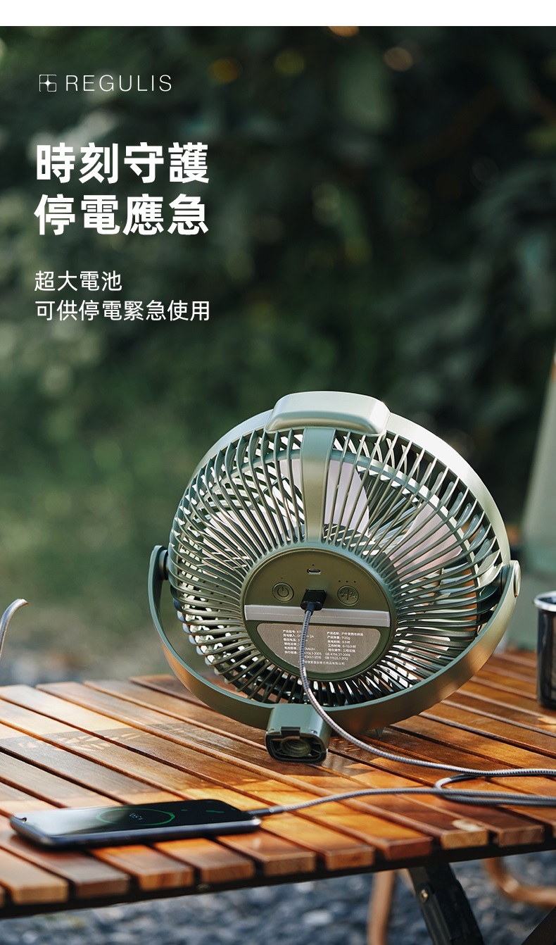 【日本 REGULIS】全方位掛/立循環扇_GN-P50 -USB充電 G-F2-1