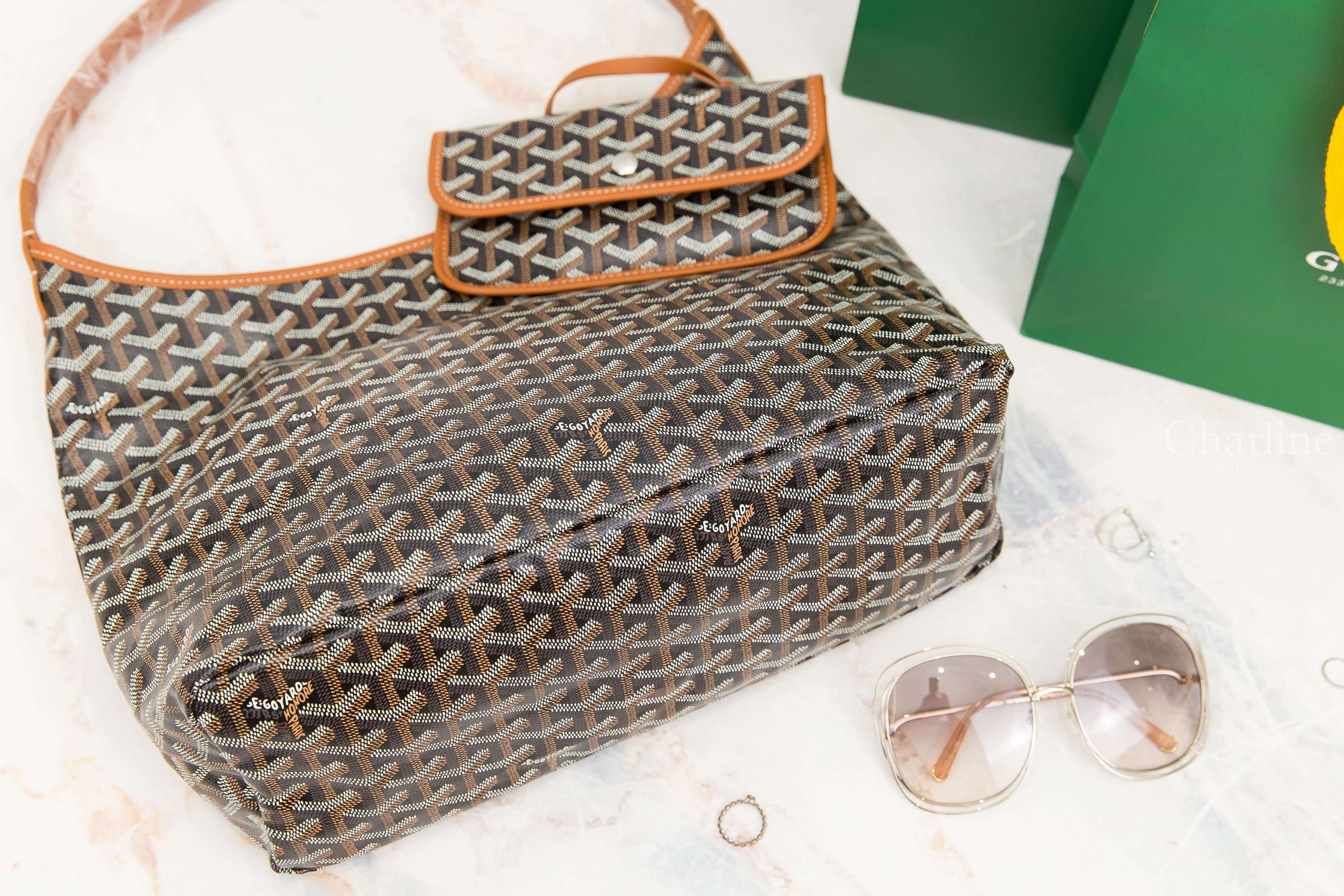 Goyard Bohème Hobo Bag 黑色拼咖啡色滾邊手提肩背包-Charline Boutique 精品代購