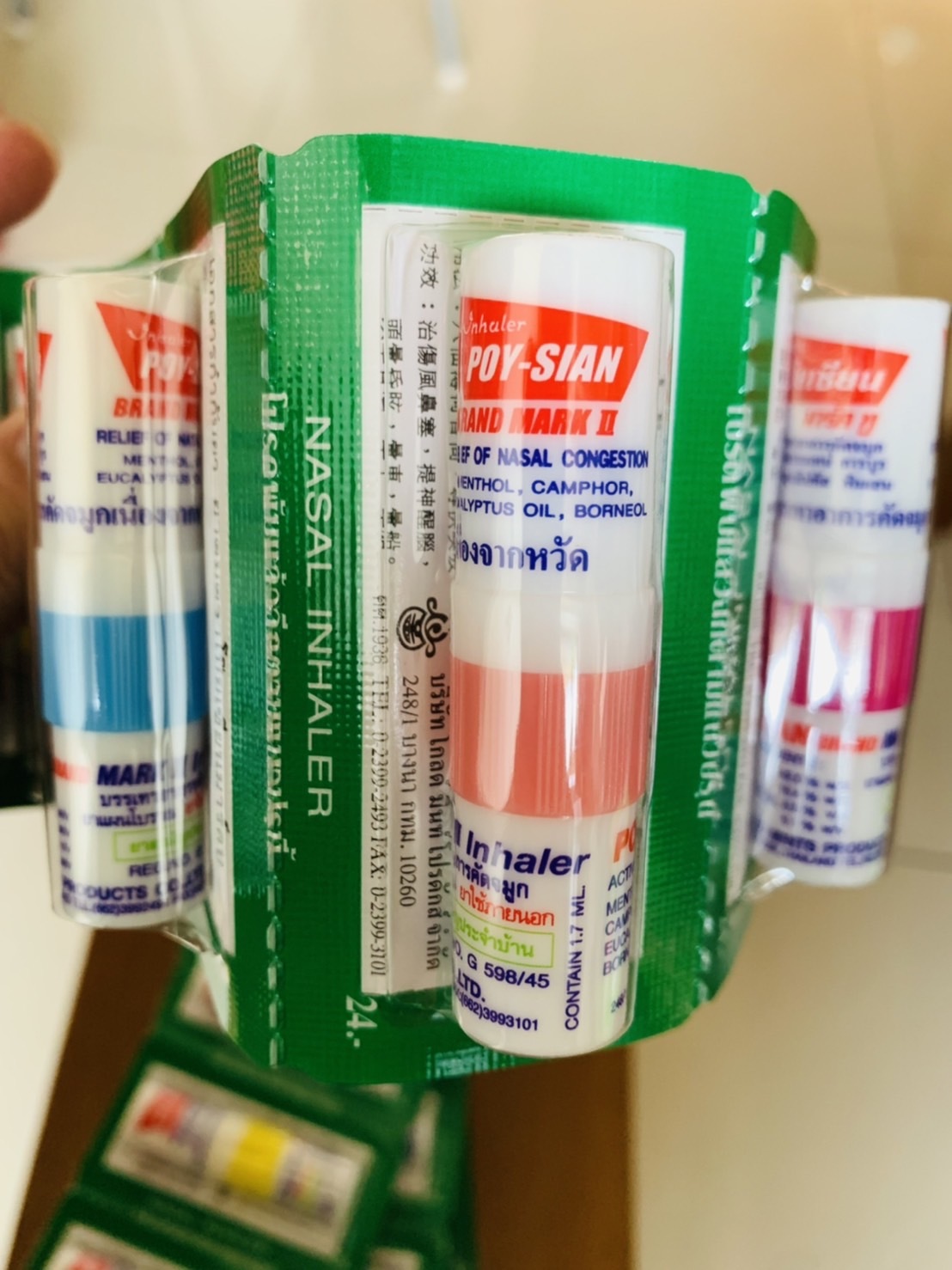 泰國 POY-SIAN 八仙薄荷棒 6入 雙頭吸鼻提神清涼護理