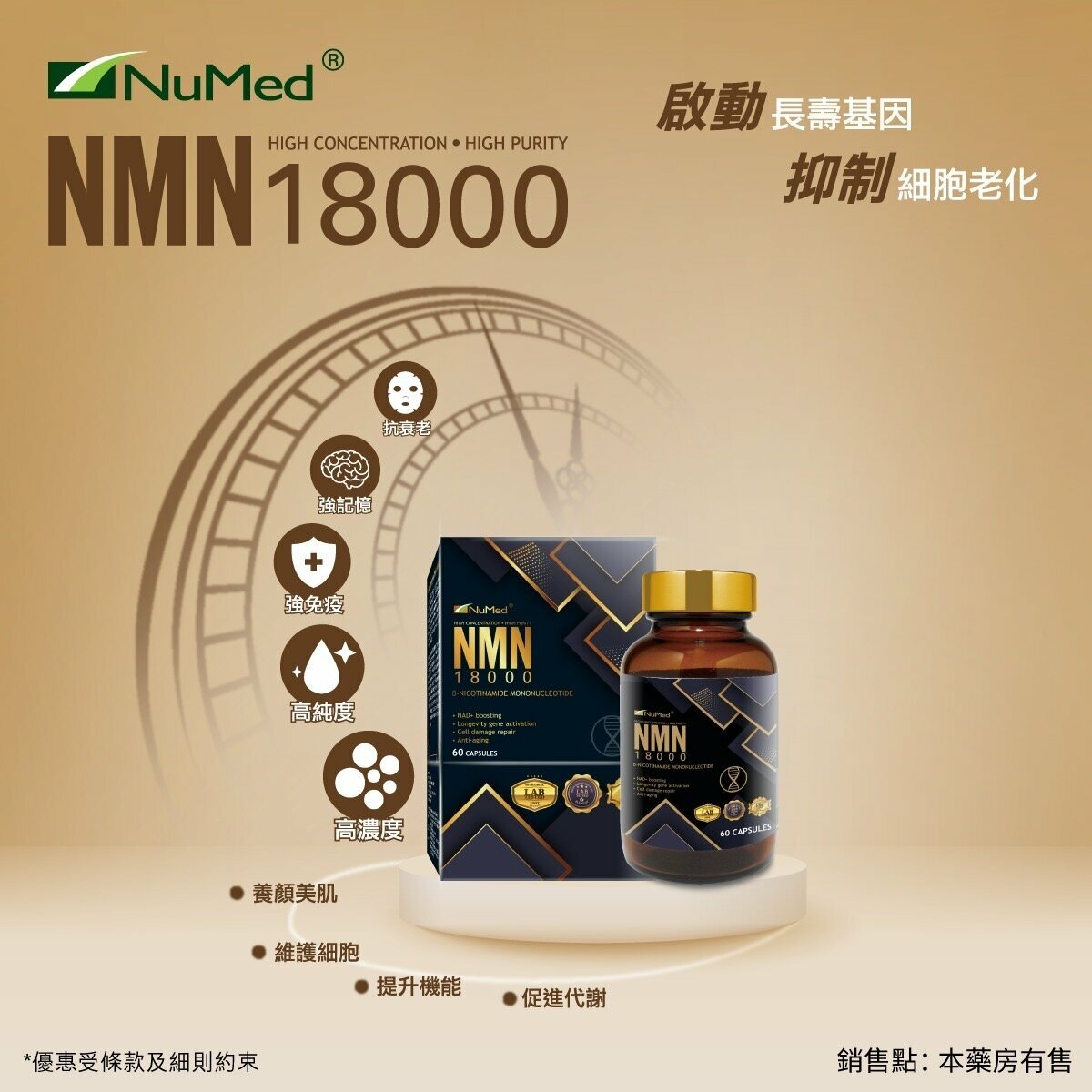 紐美NMN18000 (60粒) ︳啟動長壽基因，抑制細胞老化