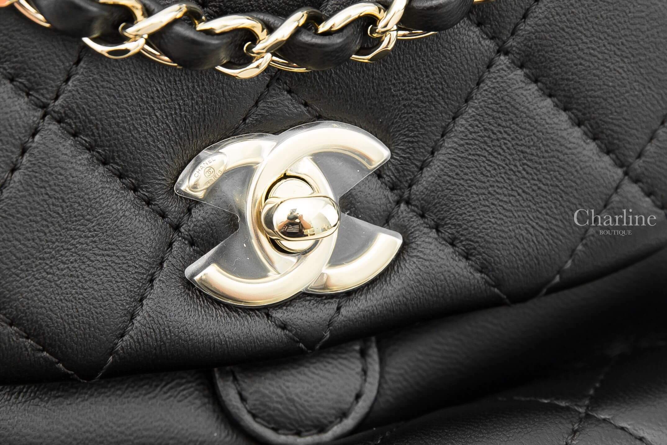 Chanel Duma Backpack 黑色金CC金鍊羊皮小型菱格紋手提後背包