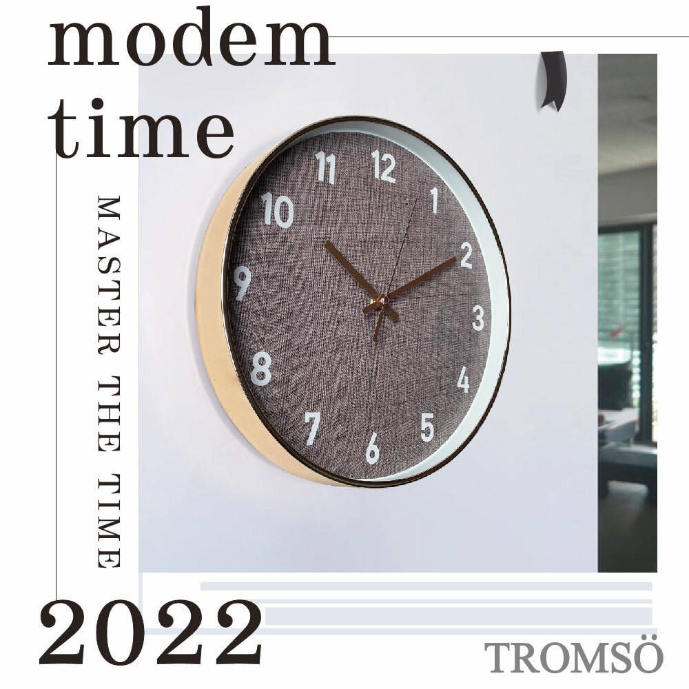 紐約時代靜音時鐘-丹寧亞麻灰