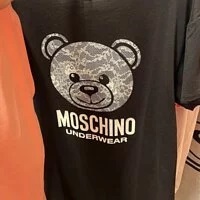 [S] MOSCHINO MOSCHINO UNDERWEAR HEAD BEAR BIG LOGO T SHIRT DRESS, BLACK, ZT1912-9019-0555 (SM154)