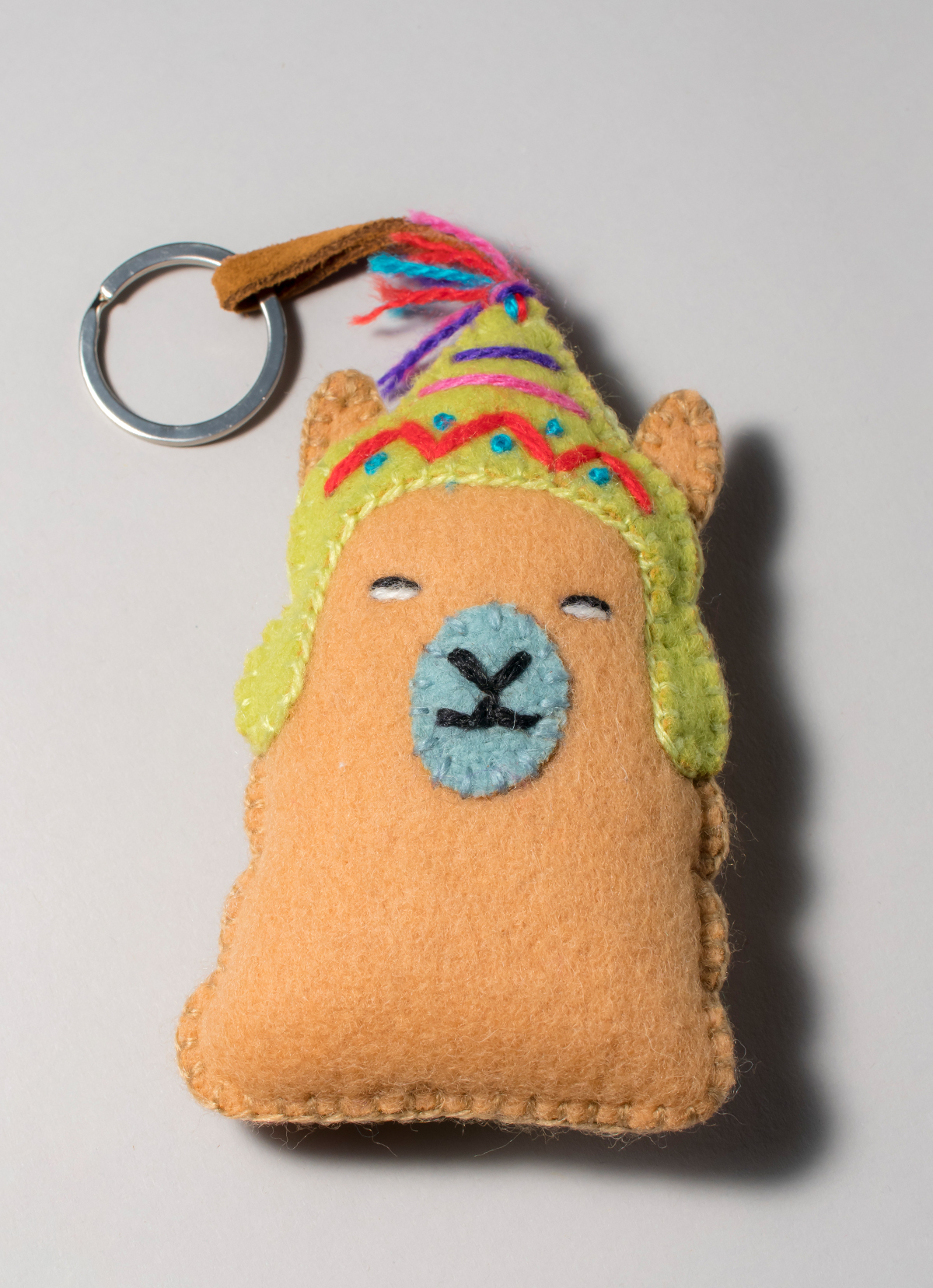 【秘魯國家館】ST.MALO 秘魯工匠手工刺繡表情包羊駝鑰匙圈-2232UH-14CM-不小心翻白眼-駝