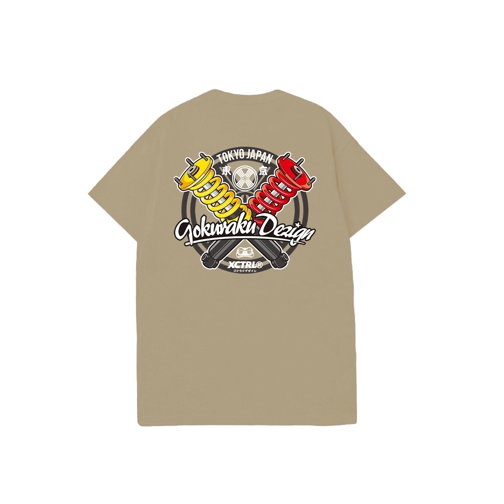 XCTRL x Gokuraku 極楽聯名雙色避震短T-卡其