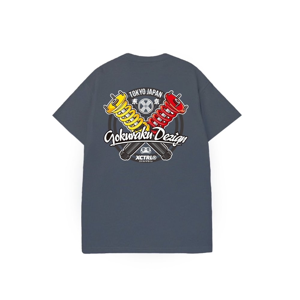 XCTRL x Gokuraku 極楽聯名雙色避震短T-藍灰