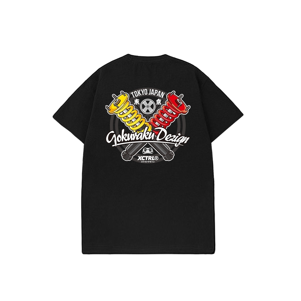 XCTRL x Gokuraku 極楽聯名雙色避震短T-黑