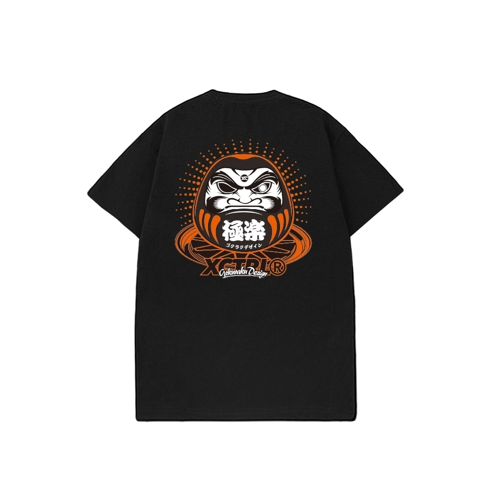 XCTRL x Gokuraku 極楽聯名輪框不倒翁短T-黑