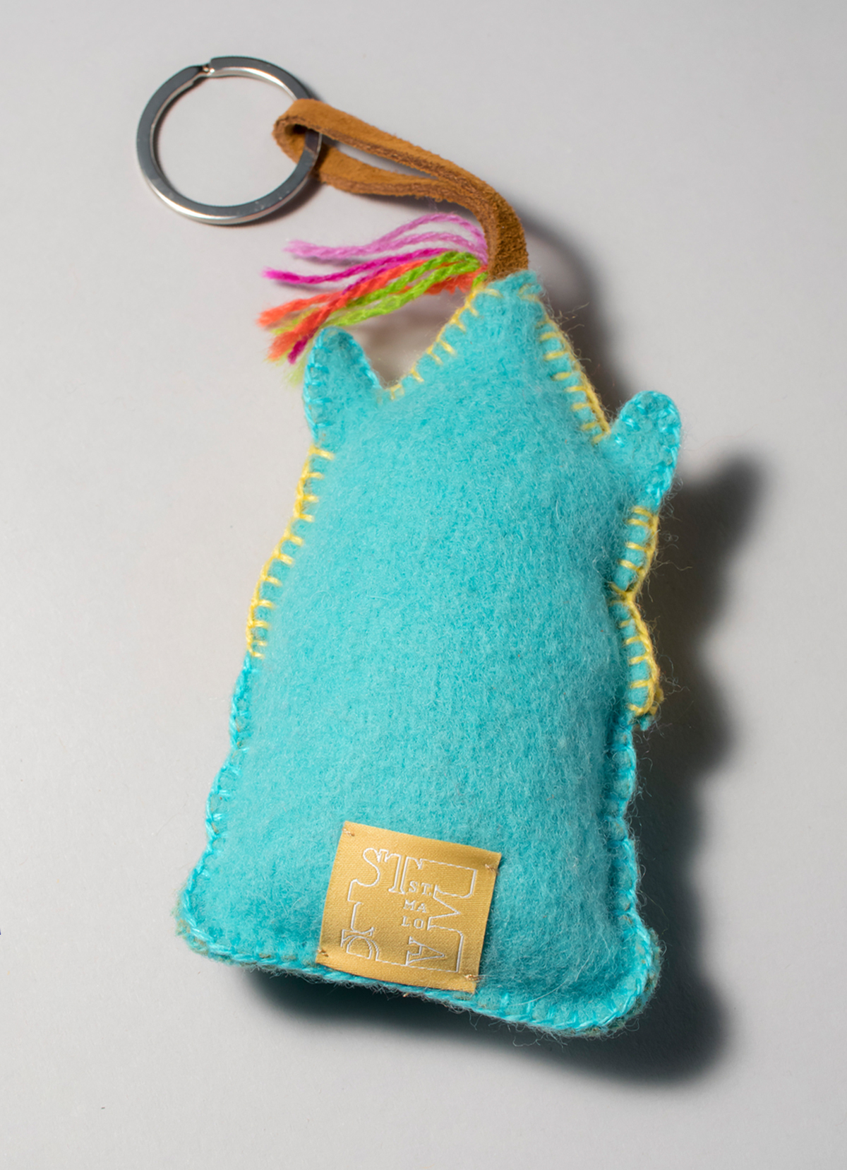 【秘魯國家館】ST.MALO 秘魯工匠手工刺繡表情包羊駝鑰匙圈-2232UH-14CM-不小心翻白眼-土耳其藍