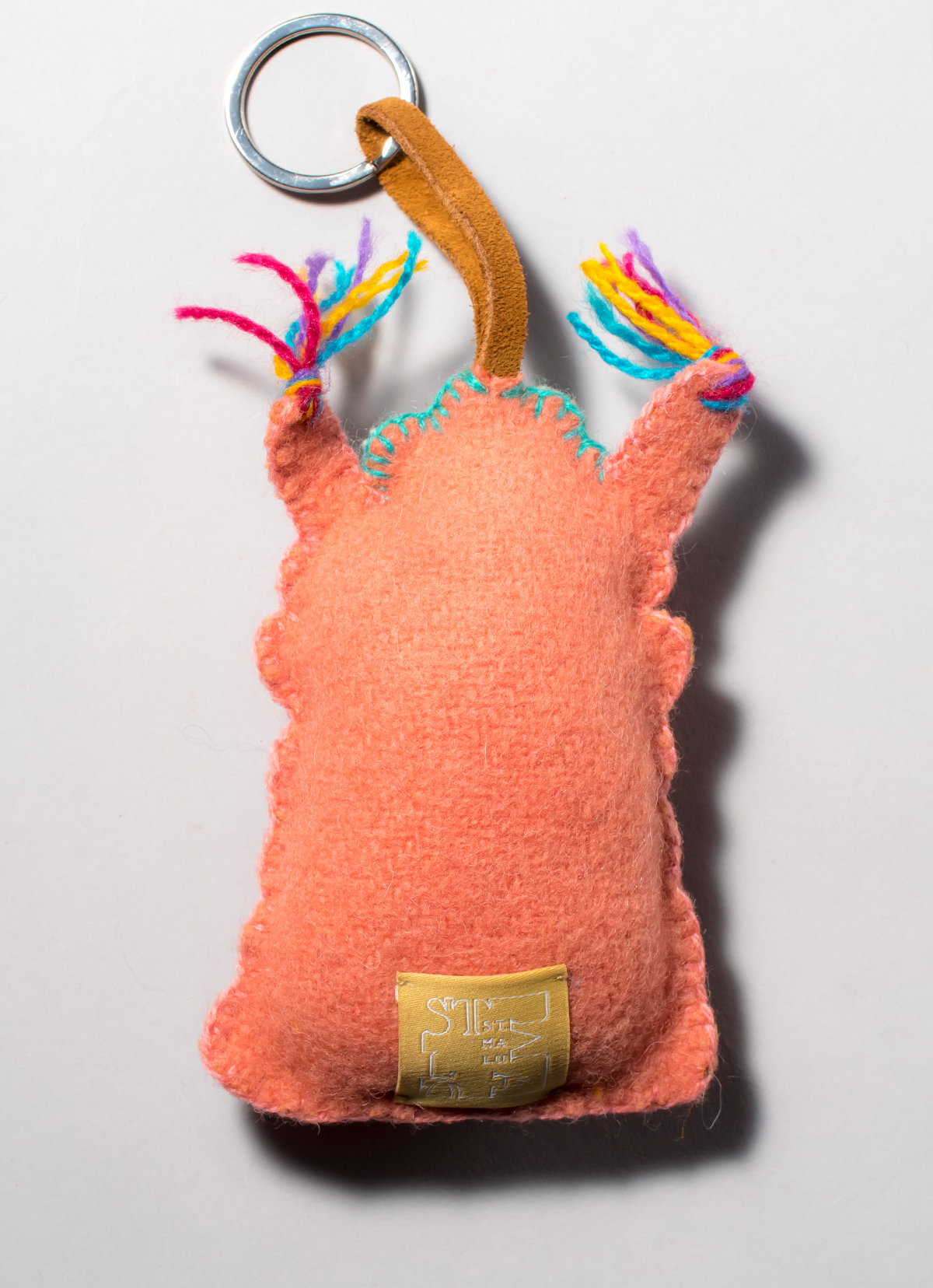 【秘魯國家館】ST.MALO 秘魯工匠手工刺繡表情包羊駝鑰匙圈-2231UH-12CM-讓我靜一靜-橘