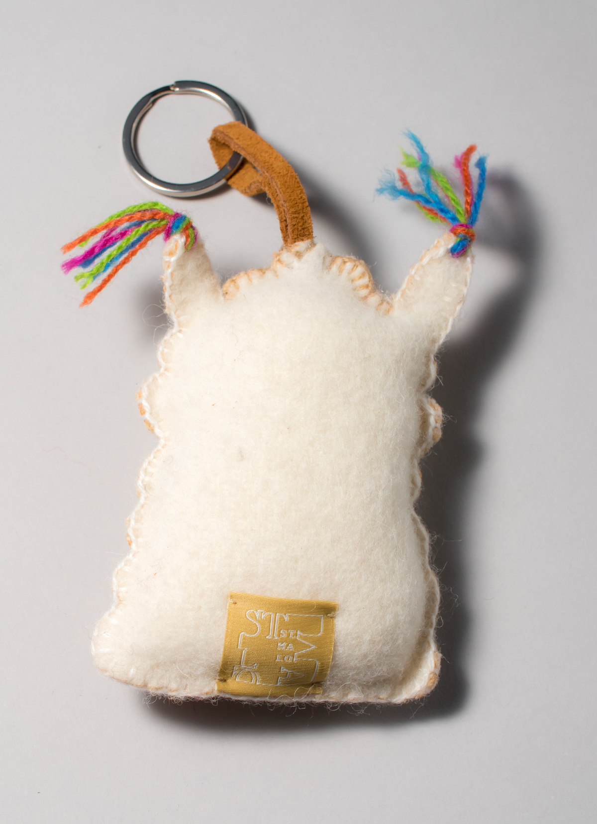 【秘魯國家館】ST.MALO 秘魯工匠手工刺繡表情包羊駝鑰匙圈-2231UH-12CM-讓我靜一靜-白