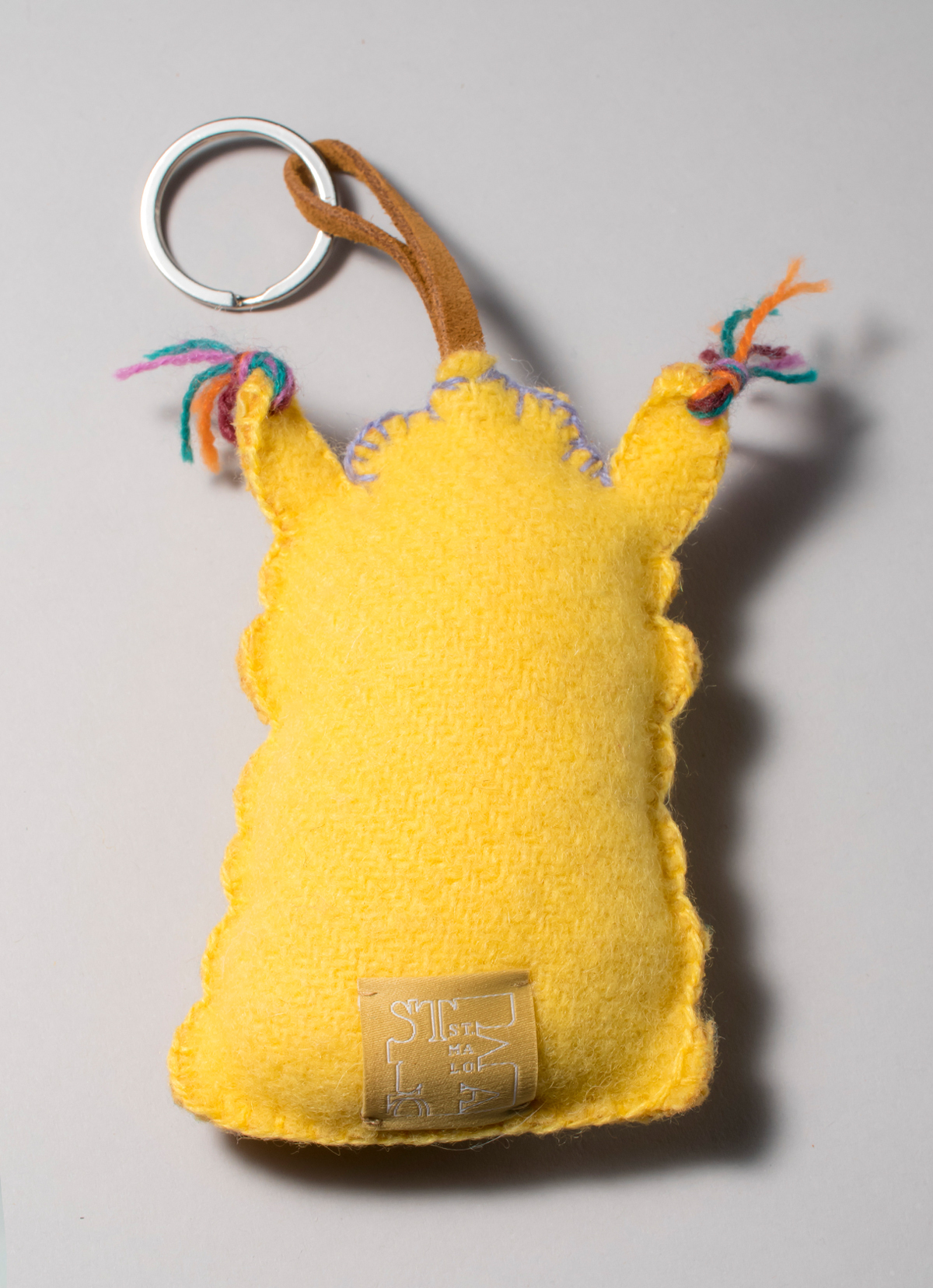 【秘魯國家館】ST.MALO 秘魯工匠手工刺繡表情包羊駝鑰匙圈-2231UH-12CM-讓我靜一靜-黃