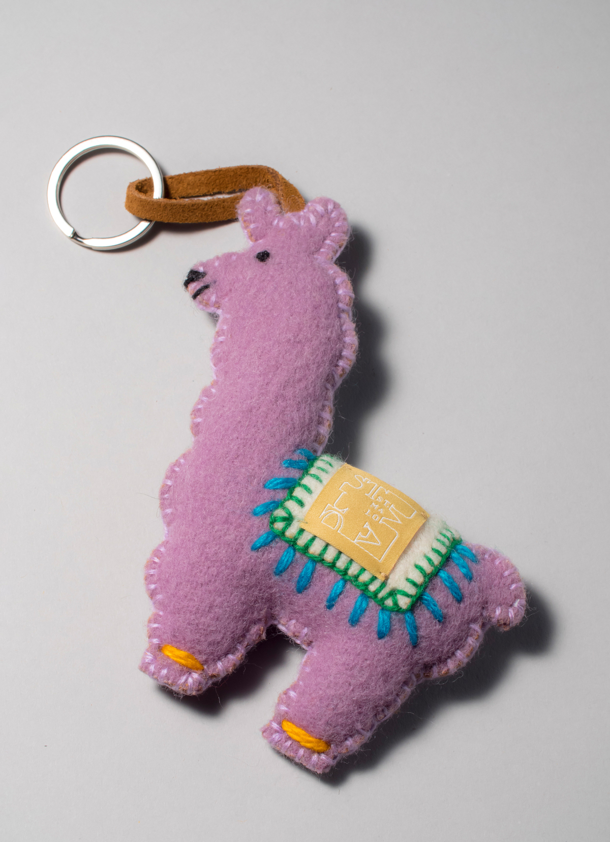 【秘魯國家館】ST.MALO 秘魯工匠手工刺繡表情包羊駝鑰匙圈-2229UH-13CM-小眼句點-紫