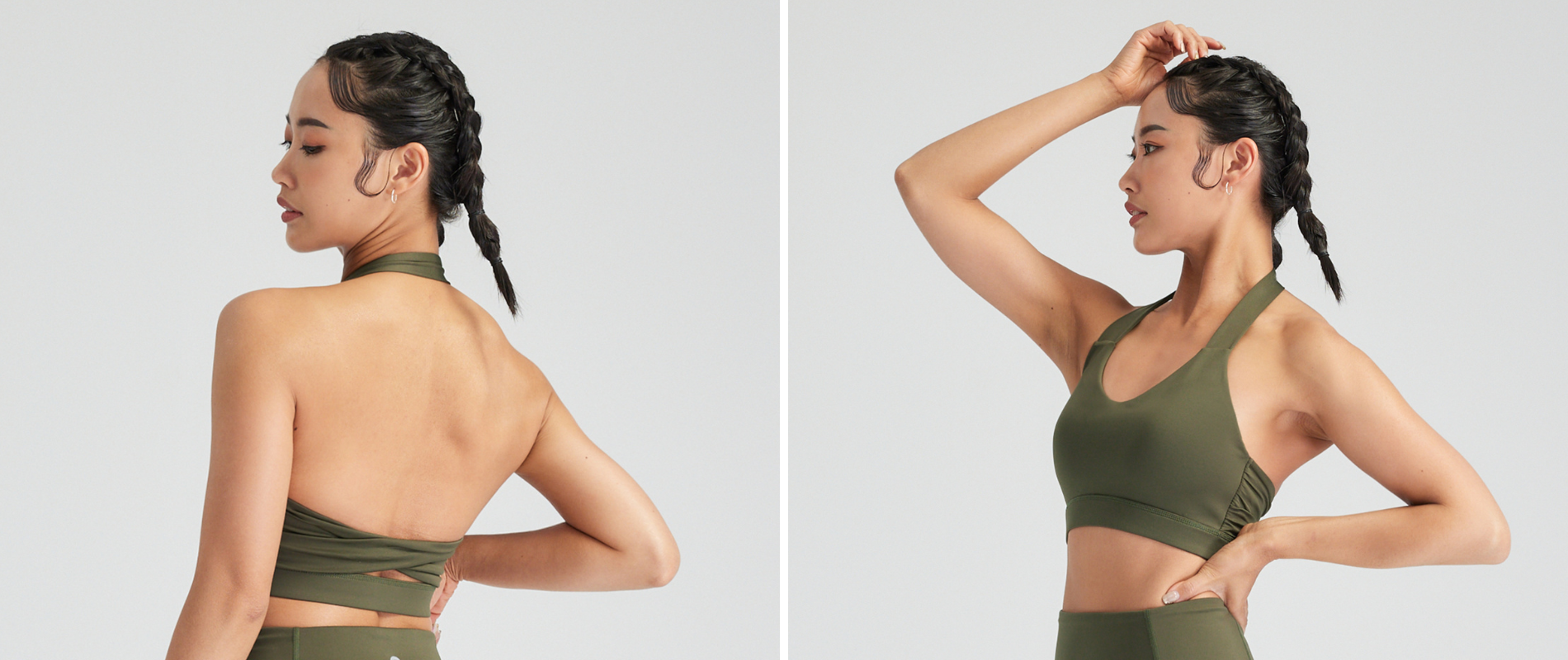 女生穿著繞頸露背運動內衣