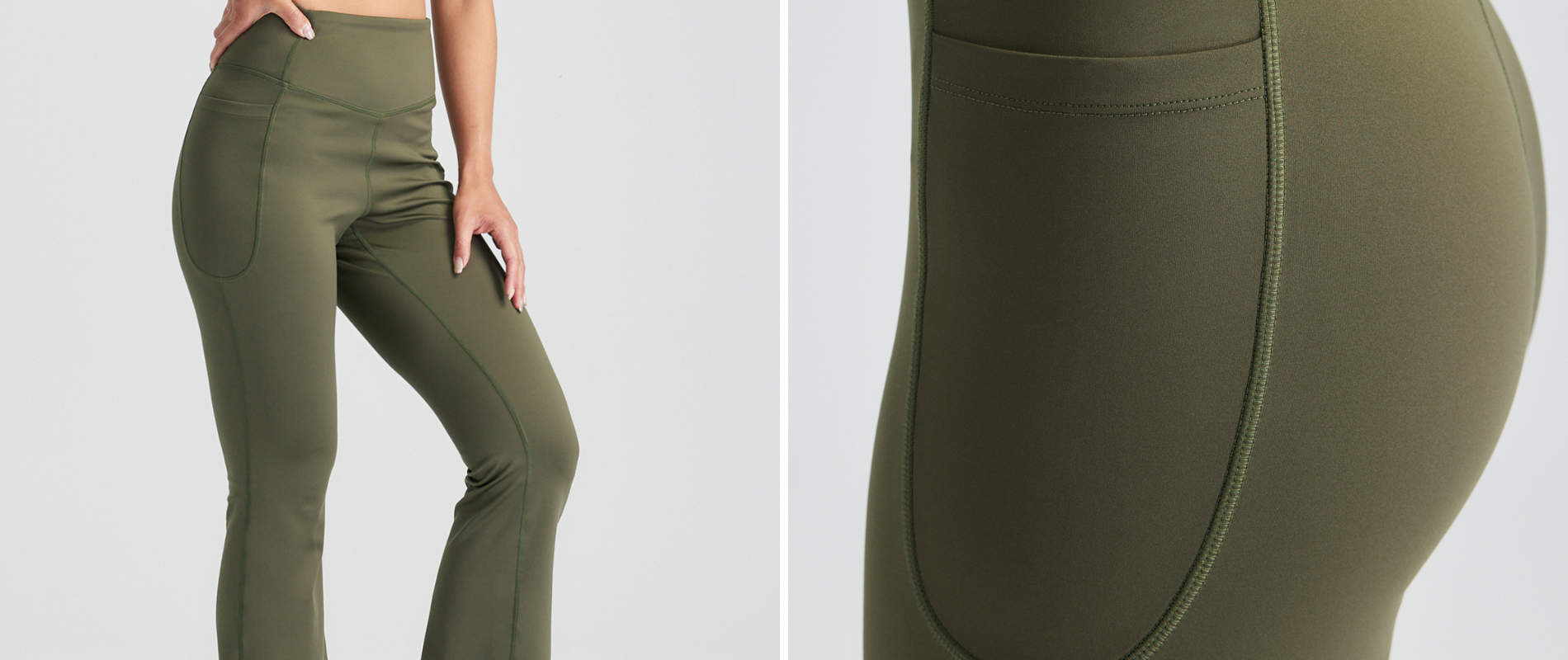 喇叭褲與圓型口袋的設計