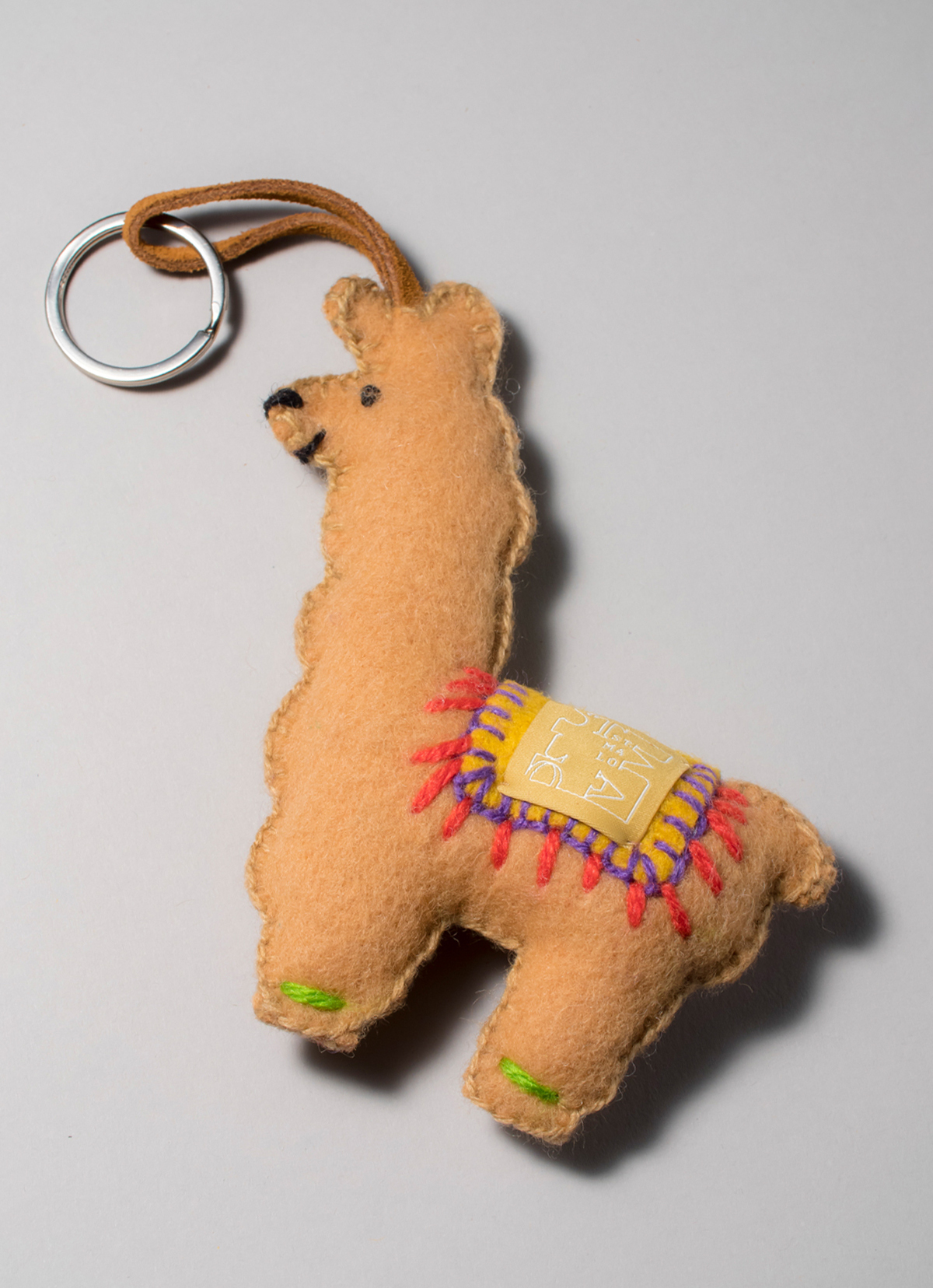 【秘魯國家館】ST.MALO 秘魯工匠手工刺繡表情包羊駝鑰匙圈-2229UH-13CM-小眼句點-駝