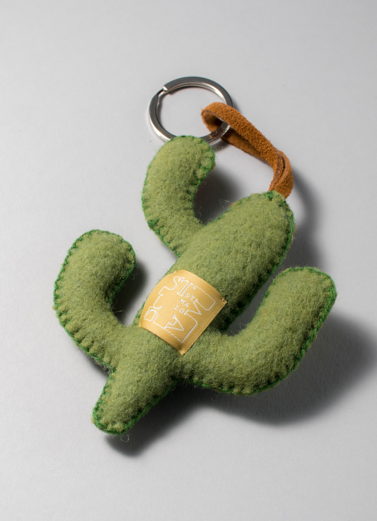 【秘魯國家館】ST.MALO 秘魯工匠手工刺繡仙人掌鑰匙圈-2228UH-11.5CM-小花深綠