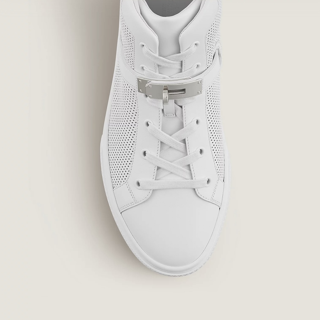 全新HERMES波鞋37碼 白色牛皮/高筒銀扣 Daydream sneaker Kelly #BRAND NEW #香榭站正品