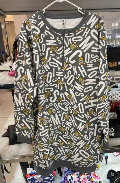 [S] MOSCHINO ALLOVER LOGO SWEATER DRESS,GREY, ZT1718-9005-1506 (SM156)