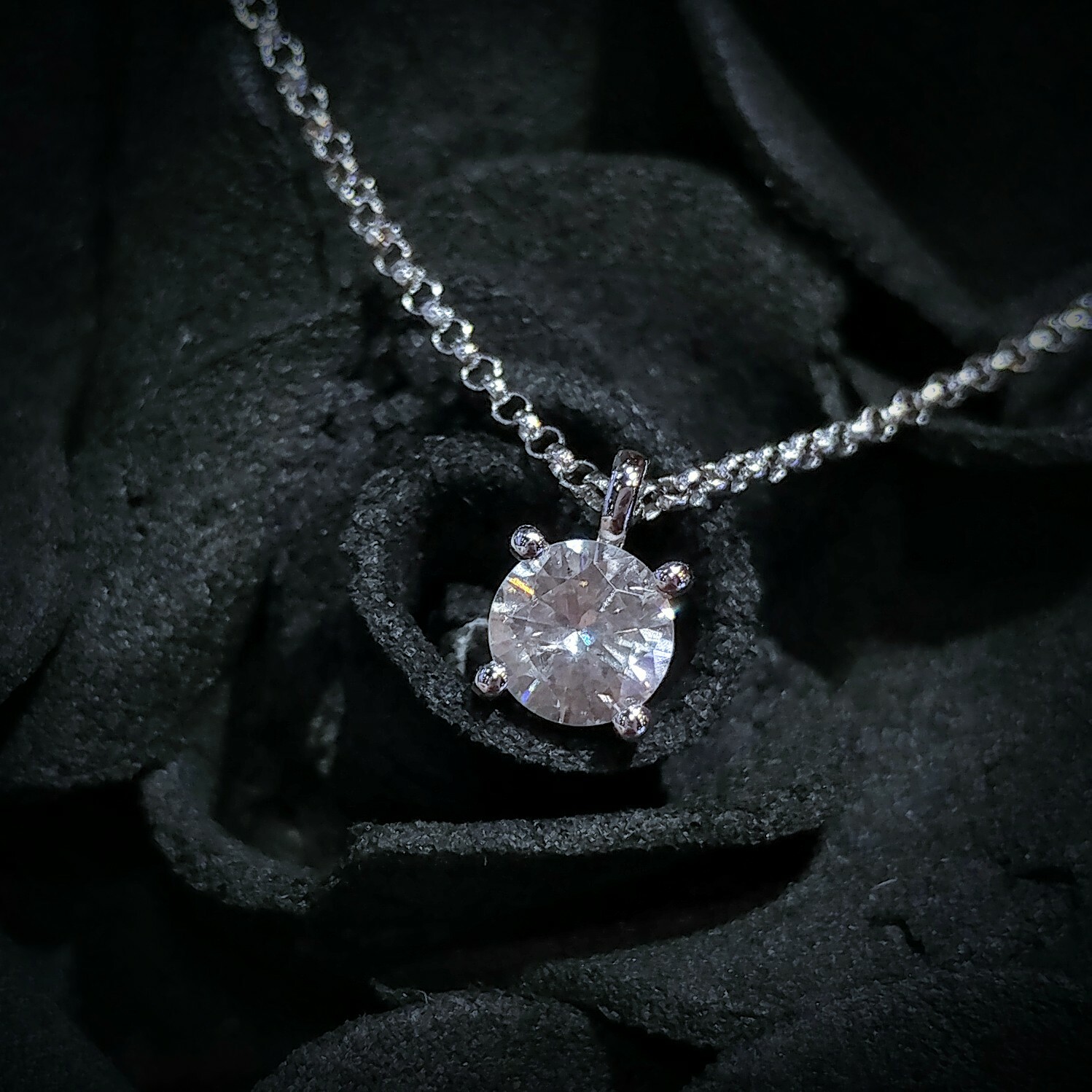 全新18K白金【單粒38份鑽石】吊墜