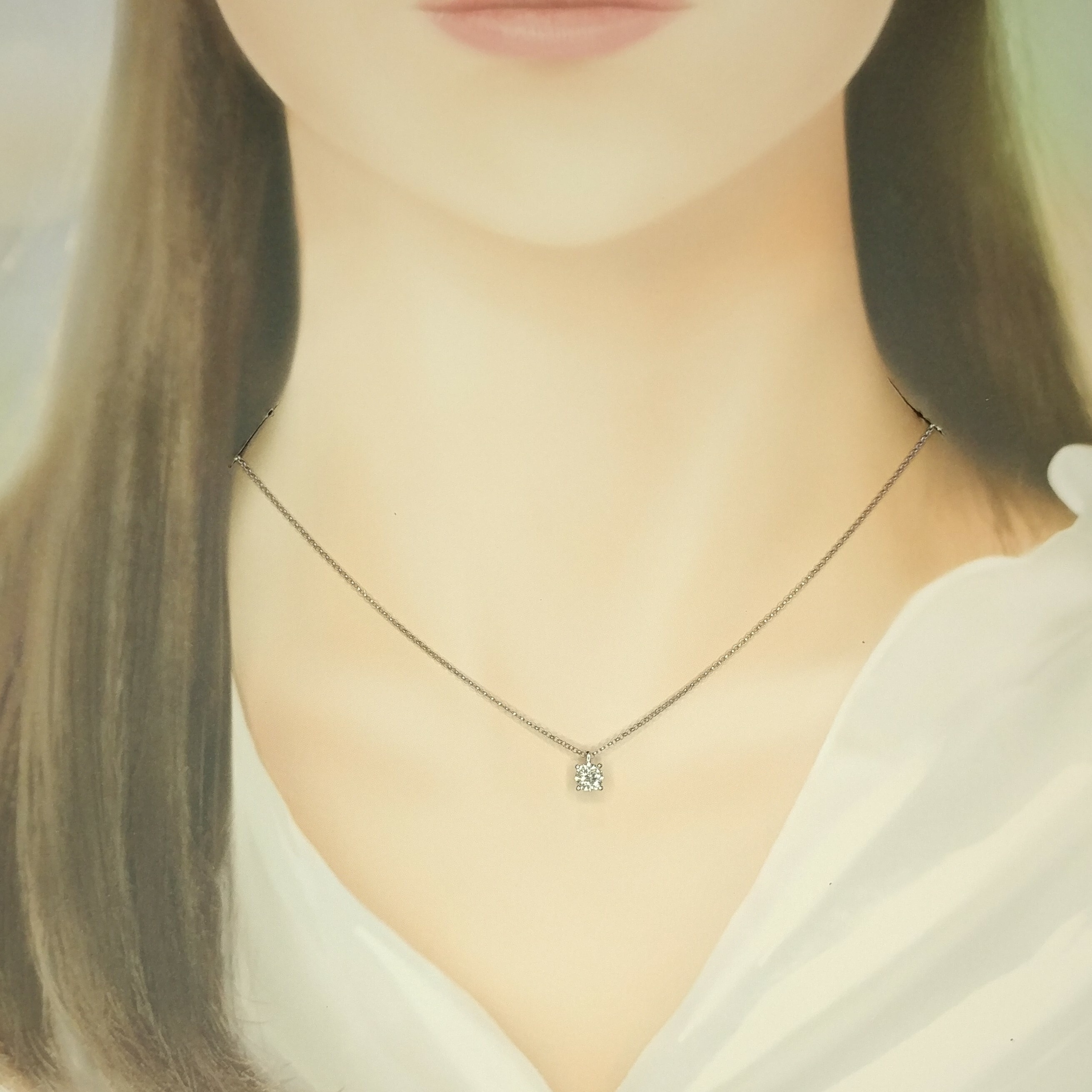 全新18K白金【單粒38份鑽石】吊墜