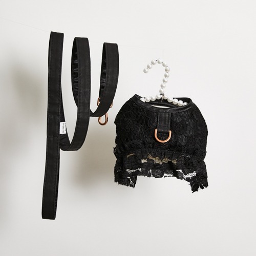 Louisdog Crochet Lace Harness Set/Black