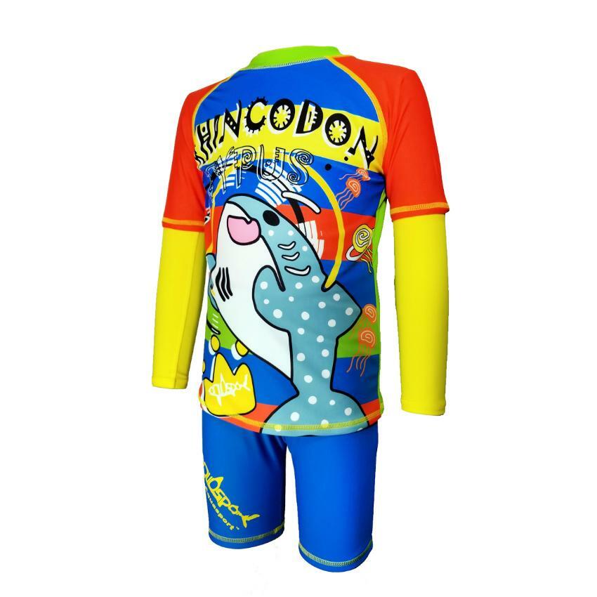 兒童鯊魚長袖防曬套裝 - 橙