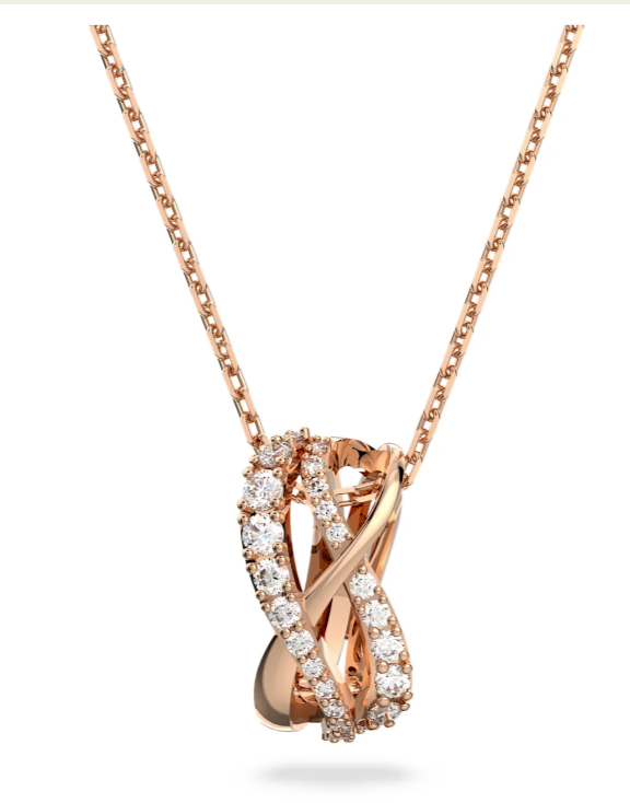 SWAROVSKI TWIST NECKLACE WHITE ROSE GOLD TONE PLATED