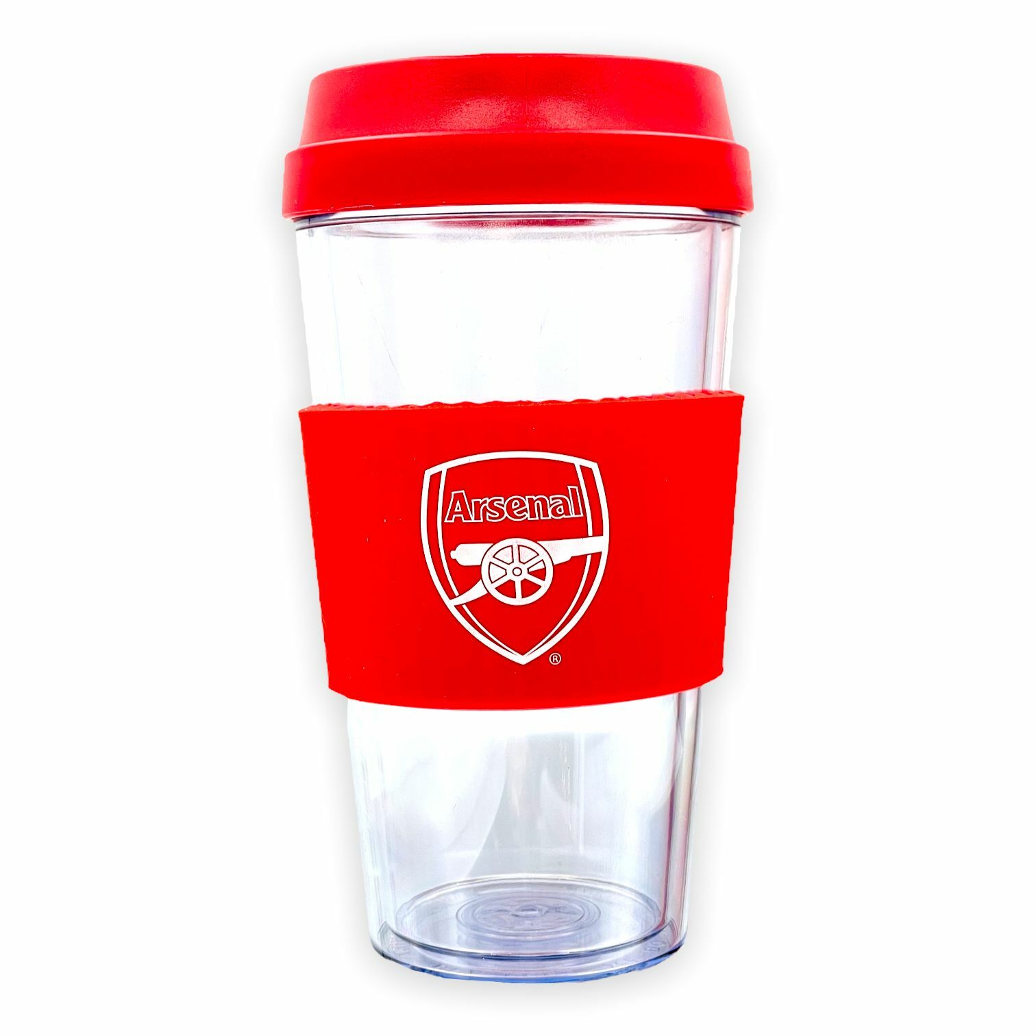 阿仙奴透明紅色會徽旅行咖啡杯