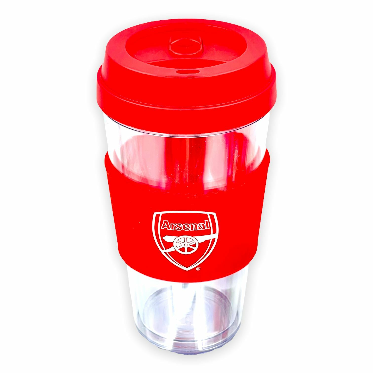 阿仙奴透明紅色會徽旅行咖啡杯