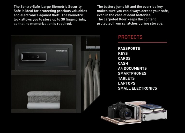 SentrySafe LX-110 防盜電子指紋鎖夾萬 25.4L容量, 可設30個指紋