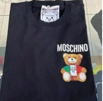 [S] MOSCHINO ITALIAN TEDDY BEAR SMALL LOGO T-SHIRT,BLACK, ET0712-0540-1555 (SM158)