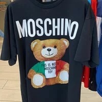 [S] MOSCHINO ITALIAN TEDDY BEAR T-SHIRT,BLACK, ET0708-0540-1555 (SM159)