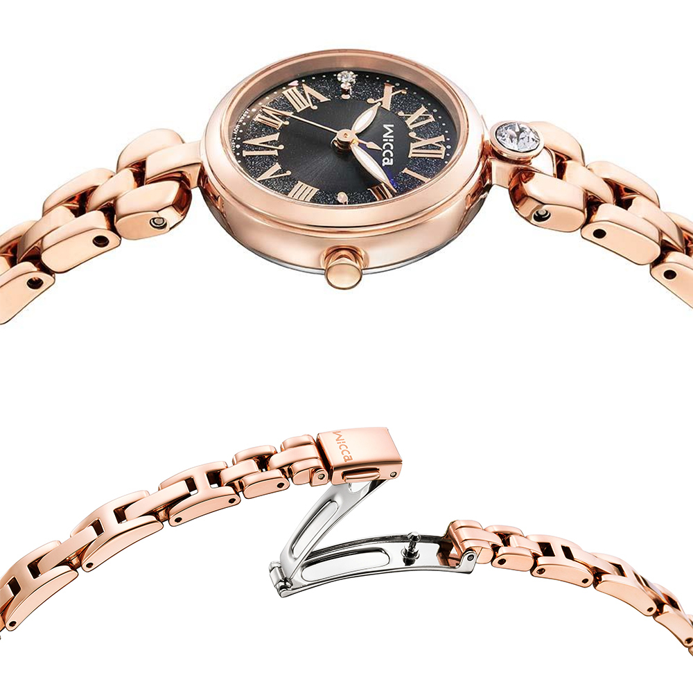 萬年鐘錶 - Citizen - Wicca   幸福月光玫瑰金精緻太陽能女錶  KP5-662-51  錶徑23.5MM