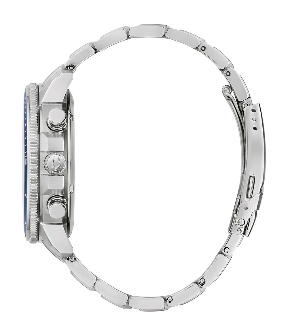 萬年鐘錶 - BULOVA 寶路華 海洋之星 Marine Star  漸層藍計時男錶  96B380  錶徑 45MM