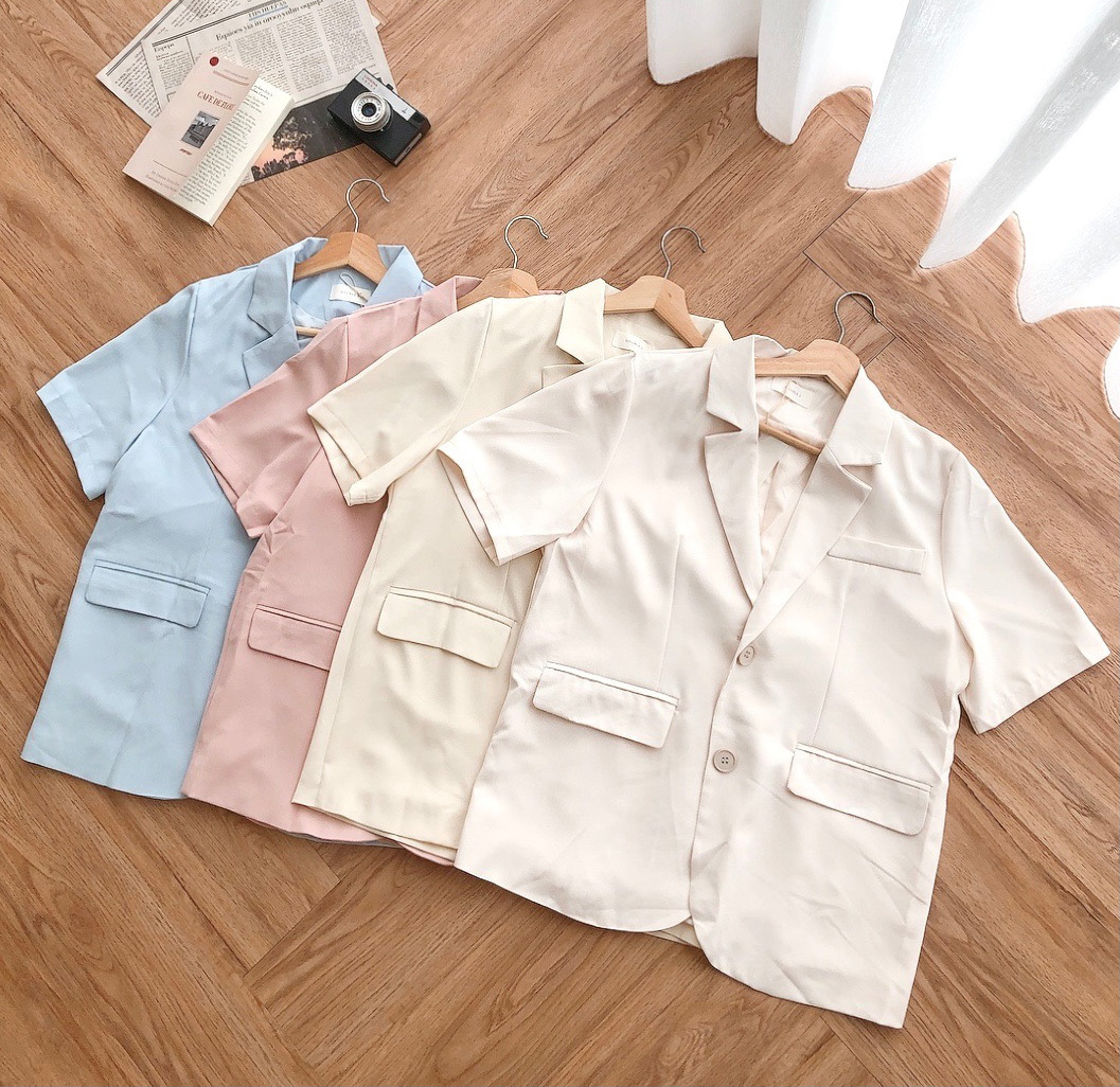 現貨🚚夏季嚴選！柔嫩馬卡龍質感短袖西裝外套💕共4色