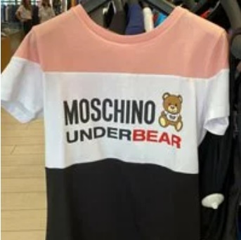 [S] MOSCHINO UNDERBEAR LOGO T-SHIRT,PINK/WHITE/BLACK, ZT1915-90031133 (SM164)