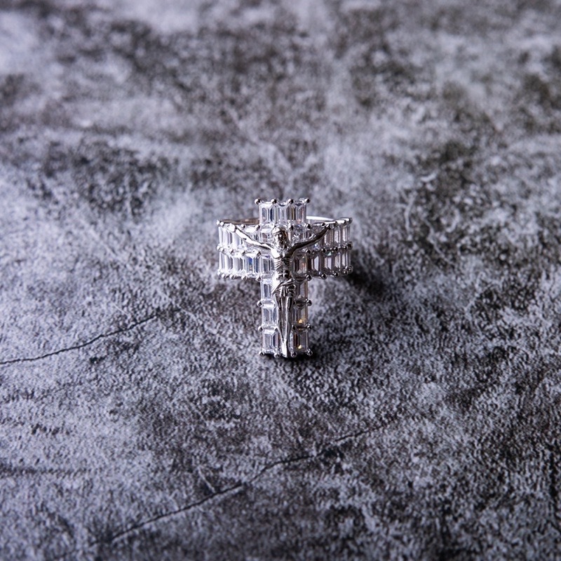 S925 JESUS CROSS RING