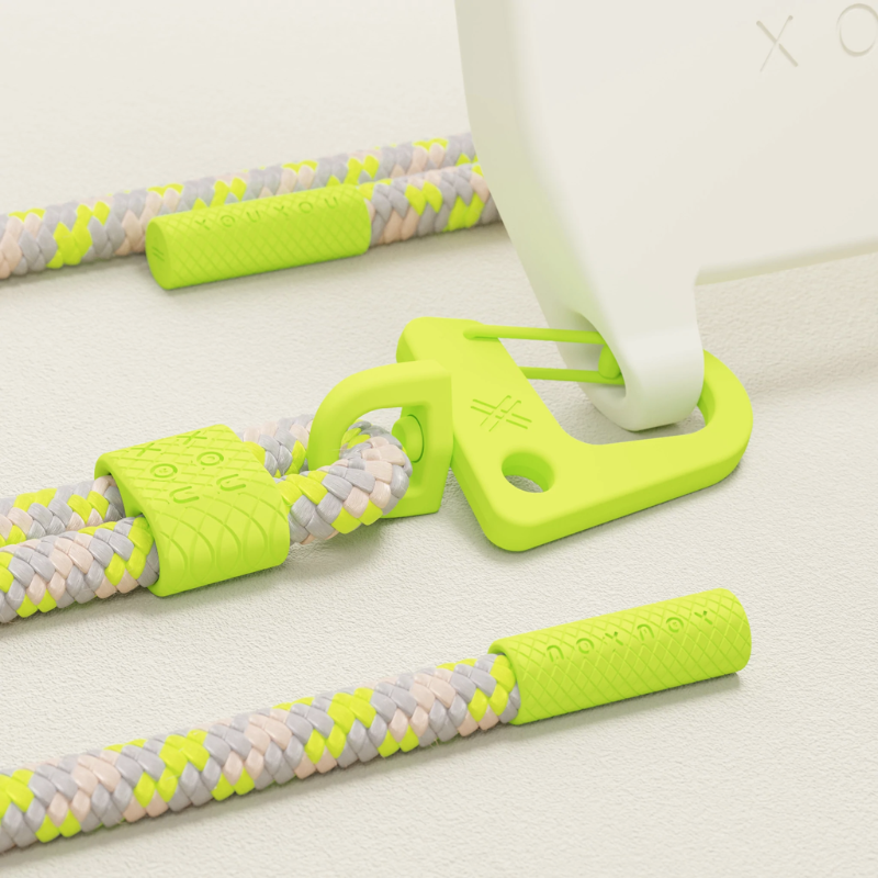 XOUXOU｜ iPhone 奶油白手機殼 + 編織綠背繩