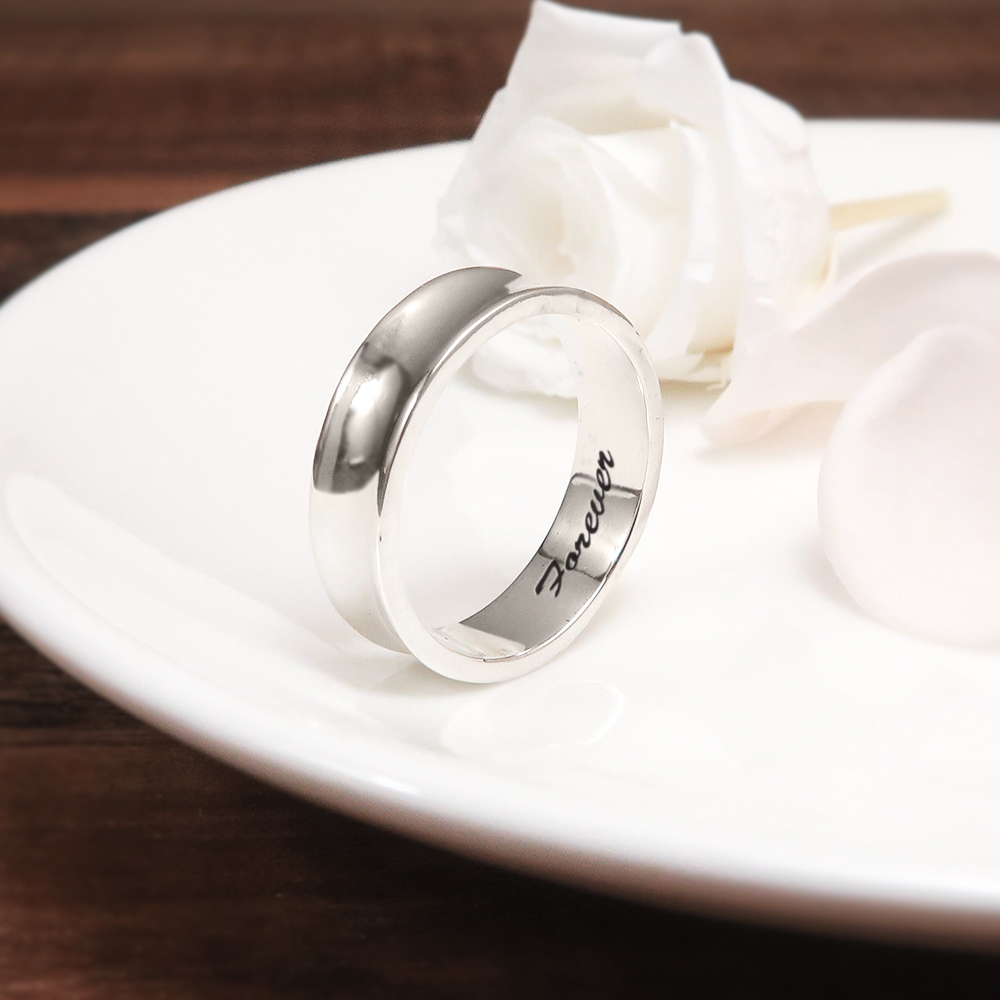純銀刻字 極簡內弧 男戒 925純銀戒指 男生戒指 客製化訂製