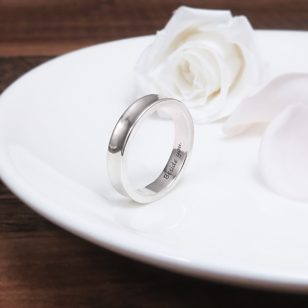 純銀刻字 極簡內弧 女戒 925純銀戒指 女生戒指 客製化訂製