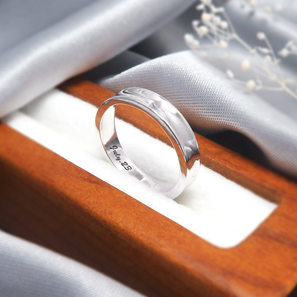 純銀刻字 極簡內弧 女戒 925純銀戒指 女生戒指 客製化訂製